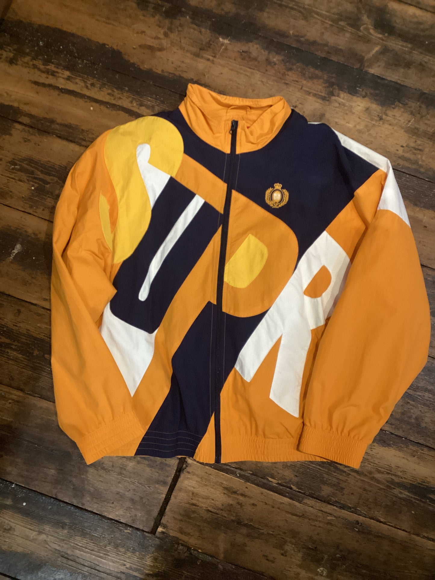 Supreme Big Letter Track Yellow Black Jacket Size XL