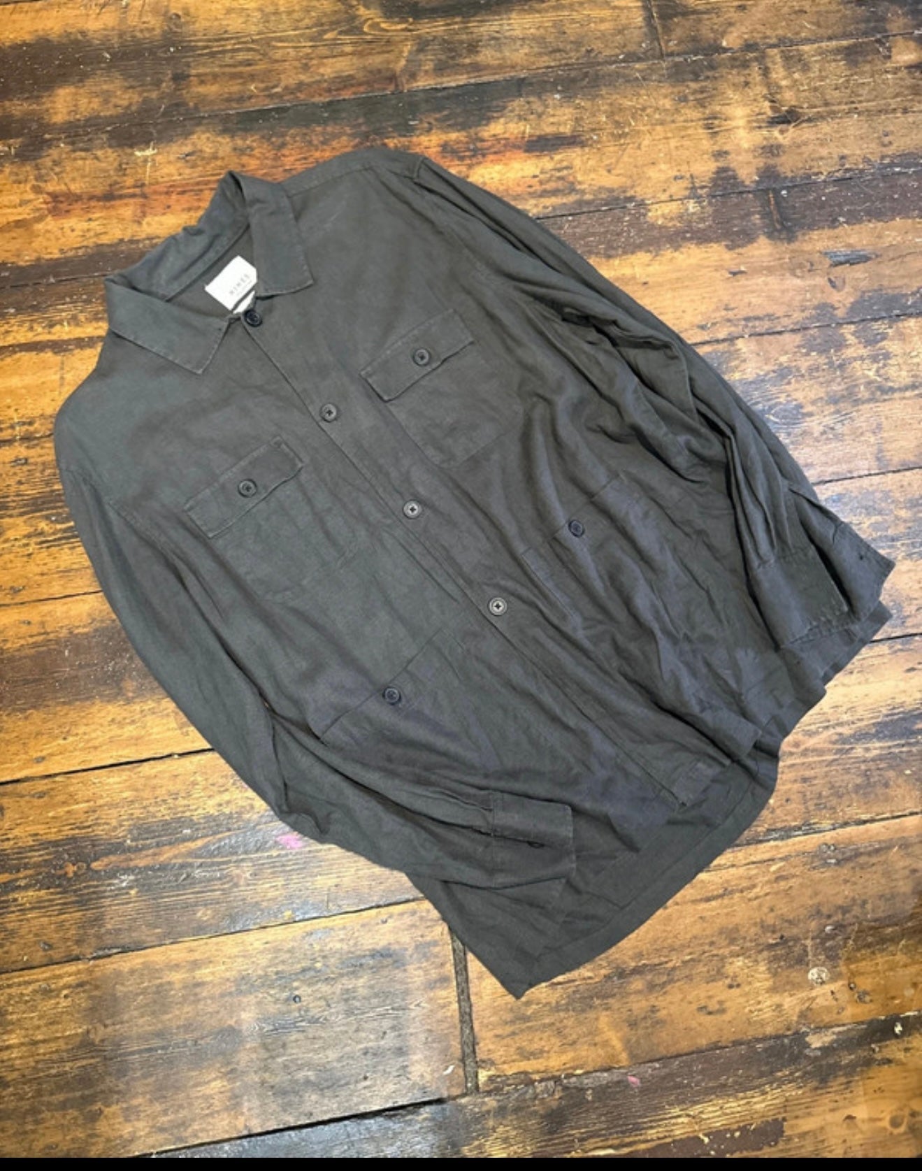 Nines Grey Linen Over Shirt Size L