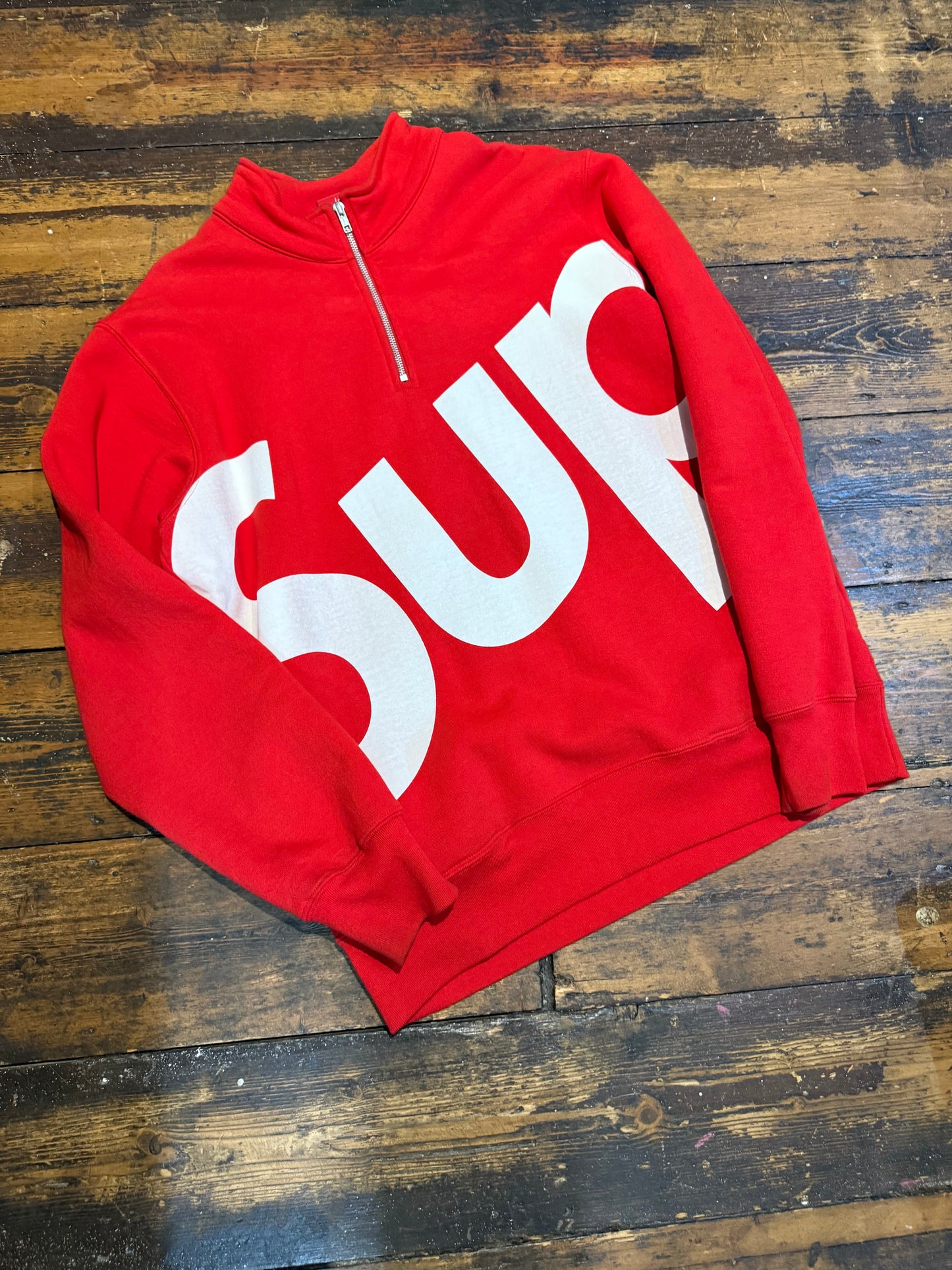 Supreme Red 1/4 Zip Sweat Size L