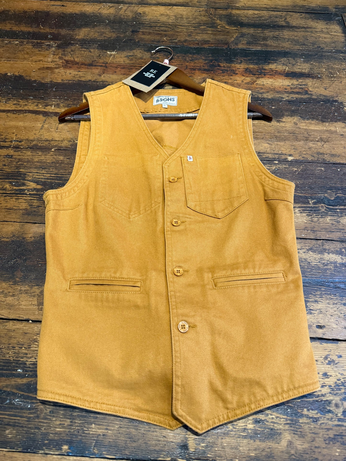 & Sons Waistcoat Brown Size S